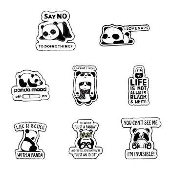 Aš Myliu Miega Emalio Laukinių Panda Kaubojus Ženklelis Kūrybos Studentų Mielas Animacinių Filmų Panda Sagė Sandėlyje Atvartas Smeigtukai