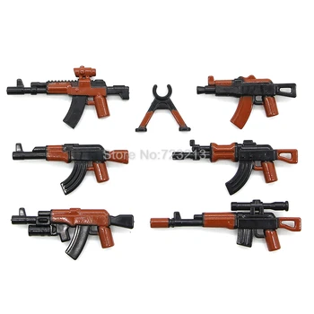 Karšto Pardavimui, 5 arba 10 maišelį Ginklas, Šautuvas, Karinis Nustatyti AK-47 M16 G36 Dalys, Priedai SWAT Modelis PUBG Statybos Blokų, Plytų, Žaislų Rinkiniai