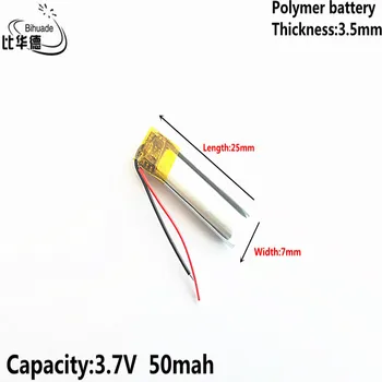 Litro energijos baterija 3.7 V,50mAH,350725Polymer lithium ion / Li-ion akumuliatorius, Bluetooth, 4 kartos ausinės, baterija