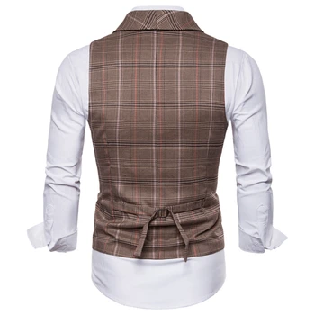 Marškiniai Vyrams 2021 M. Pavasarį ir Rudenį Aukštos Kokybės vyriški Languotas Dryžuotas Dvigubo Breasted Slim Verslo Laisvalaikio Kostiumas, Liemenė