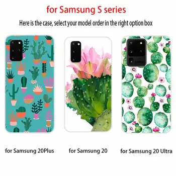 Silikono Soft Case For Samsung Galaxy S21 S22 S11 S10 S20 S8 S9 Plus 5G S10lite E Ultra Padengti Prabanga Augalai, Kaktusai Gražus Kaktusas