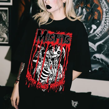 The Misfits Aš Noriu Savo Kaukoles Marškinėliai Punk Y2k Pasakų Grunge Marškinėlius Gotikinio Siaubo Kietas Harajuku Moterų TShirts Naujas Tees