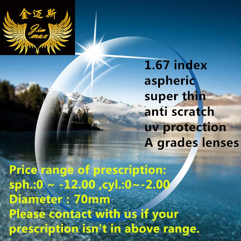 1.67 indeksas Super Plonas Asferiniai Trumparegystė Receptą, Lęšių Kokybės Anti Nulio UV400 CR39 Dervos Objektyvas Netoli Akyse Akinių Lęšių Nuotrauka 0