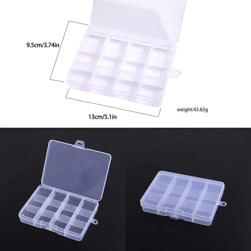 12 Tinklelio permatomo Plastiko Stačiakampio Laikymo Dėžutė Mažas Komponentas, Papuošalai, Įrankių dėžė Granulių Tabletes Organizatorius Nagų Dailės Patarimas Atveju Nuotrauka 0