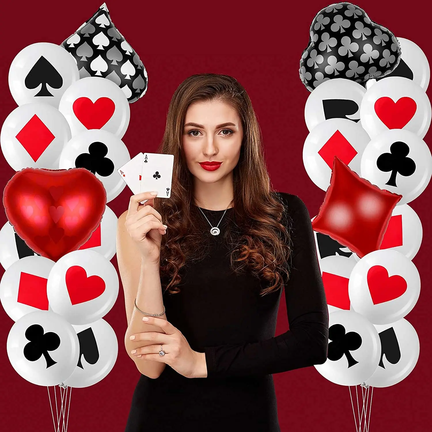 24pcs Pokerio folija balionas Las Vegas Kazino balionas reklama girliandą dekoro Žaisti kortų Žaidimai, Pokerio Teminius Gimtadienio apdaila Nuotrauka 2