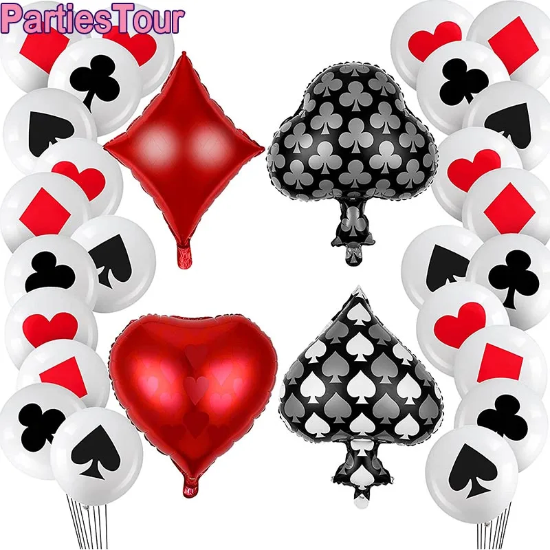 24pcs Pokerio folija balionas Las Vegas Kazino balionas reklama girliandą dekoro Žaisti kortų Žaidimai, Pokerio Teminius Gimtadienio apdaila Nuotrauka 4