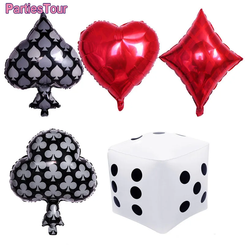 24pcs Pokerio folija balionas Las Vegas Kazino balionas reklama girliandą dekoro Žaisti kortų Žaidimai, Pokerio Teminius Gimtadienio apdaila Nuotrauka 5