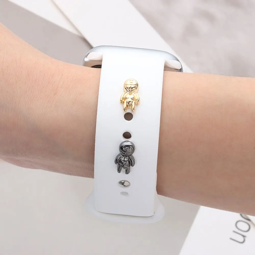 2VNT Watchband Dekoratyviniai Pakabukai Silikono Dirželis Metalo Dekoracija 