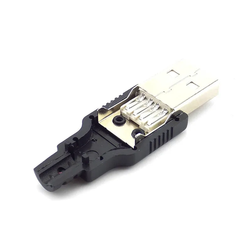 3 1 Tipo Vyrų 2.0 USB Lizdas, Jungtis 4 Pin Kištukas Su Juodo Plastiko Dangtelis Lydmetalis 