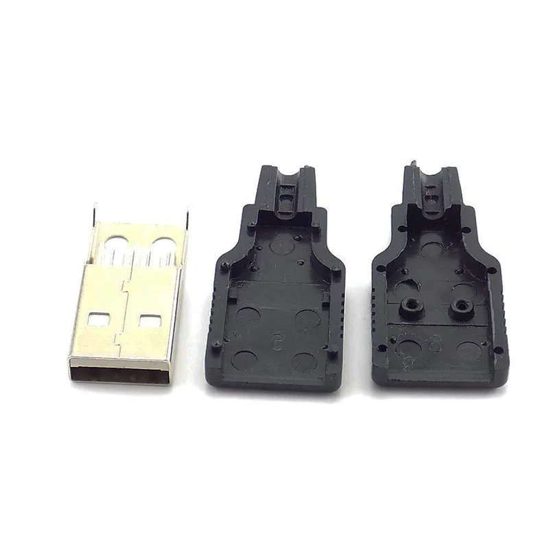 3 1 Tipo Vyrų 2.0 USB Lizdas, Jungtis 4 Pin Kištukas Su Juodo Plastiko Dangtelis Lydmetalis 