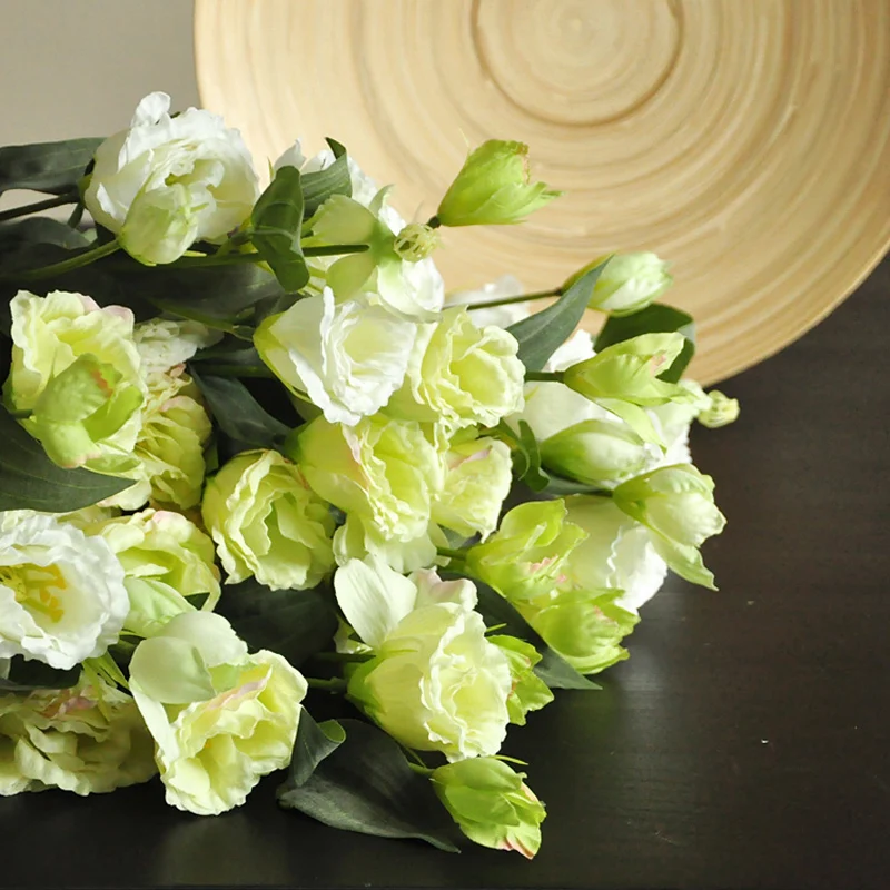 3 Šakutės Eustoma Gėlių Vestuvių Nuotaka Namų Dekoro Dirbtinės Gėlės Šilko Gėlės Nuotrauka 1