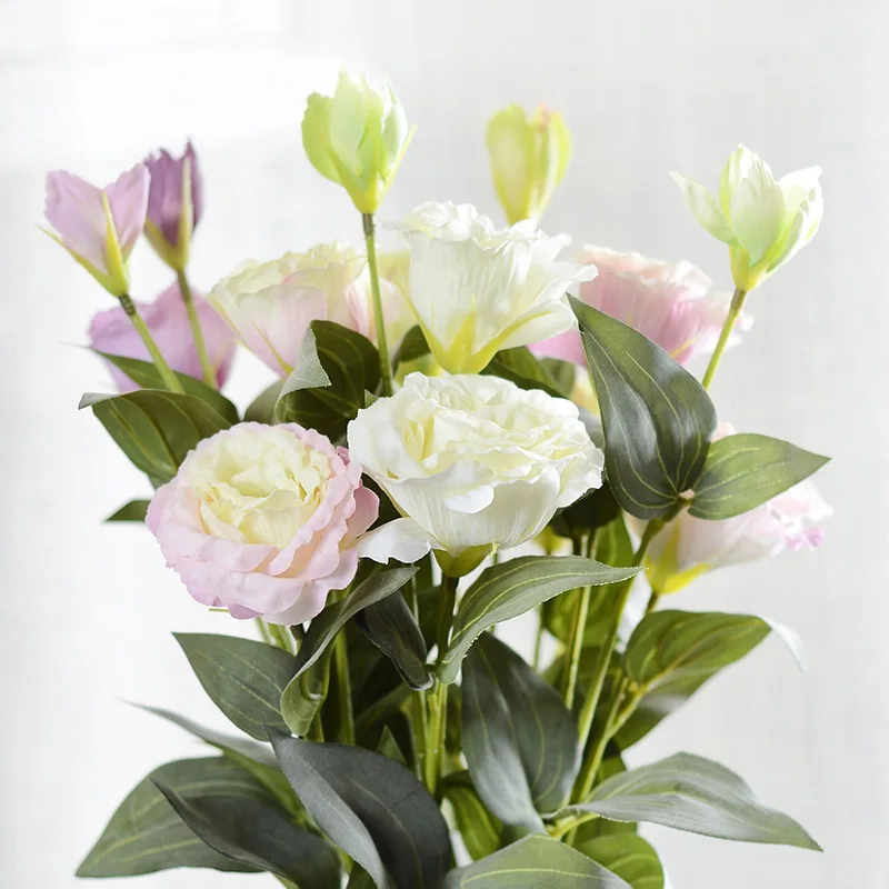 3 Šakutės Eustoma Gėlių Vestuvių Nuotaka Namų Dekoro Dirbtinės Gėlės Šilko Gėlės Nuotrauka 4