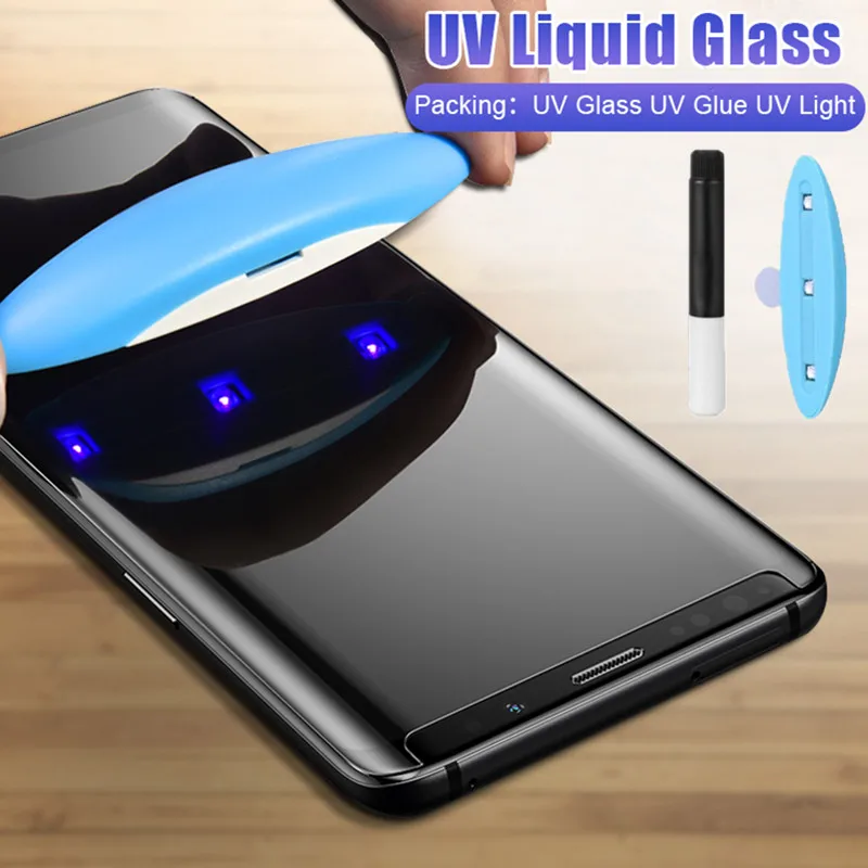 5D UV skystą Klijai Grūdintas Stiklas Samsung Galaxy S20 Ultra S10 S9 Plus Pastaba 8 9 10 Pro S10 Lite Screen Protector Filmas Nuotrauka 0