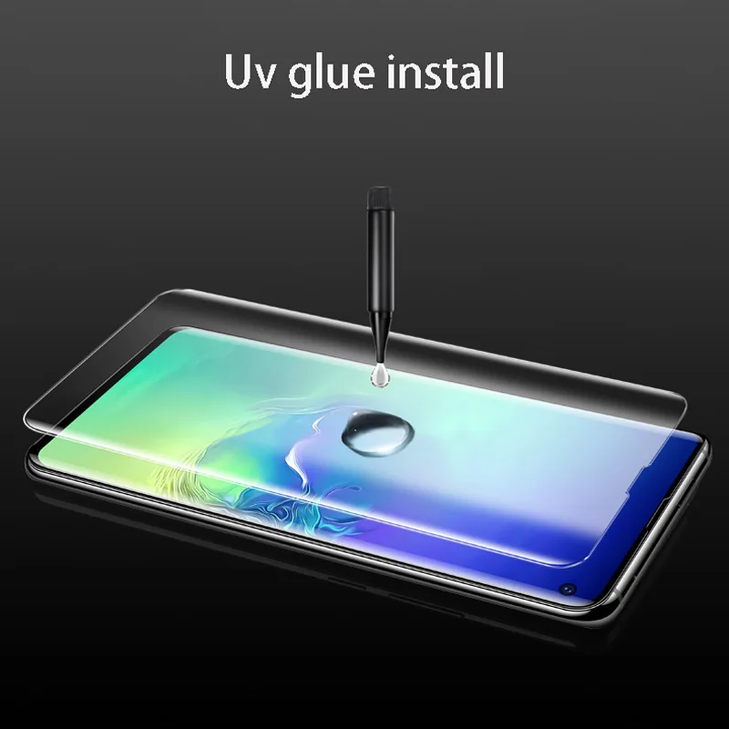 5D UV skystą Klijai Grūdintas Stiklas Samsung Galaxy S20 Ultra S10 S9 Plus Pastaba 8 9 10 Pro S10 Lite Screen Protector Filmas Nuotrauka 4