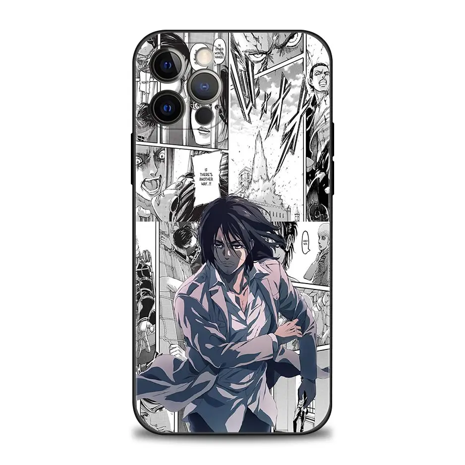 Anime Ataka Titan Telefono dėklas skirtas iPhone 11 12 13 Pro Max 7 8 SE XR XS Max 5 5s 6 6s Plius Juodos Minkštos TPU Silikono Padengti Coque Nuotrauka 0