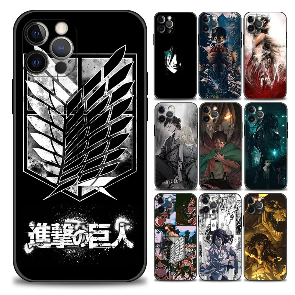 Anime Ataka Titan Telefono dėklas skirtas iPhone 11 12 13 Pro Max 7 8 SE XR XS Max 5 5s 6 6s Plius Juodos Minkštos TPU Silikono Padengti Coque Nuotrauka 4