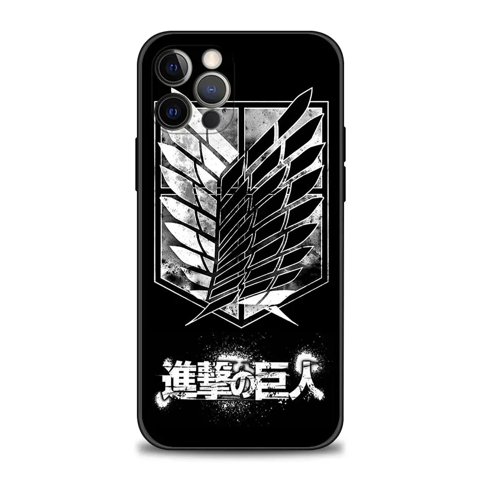 Anime Ataka Titan Telefono dėklas skirtas iPhone 11 12 13 Pro Max 7 8 SE XR XS Max 5 5s 6 6s Plius Juodos Minkštos TPU Silikono Padengti Coque Nuotrauka 5