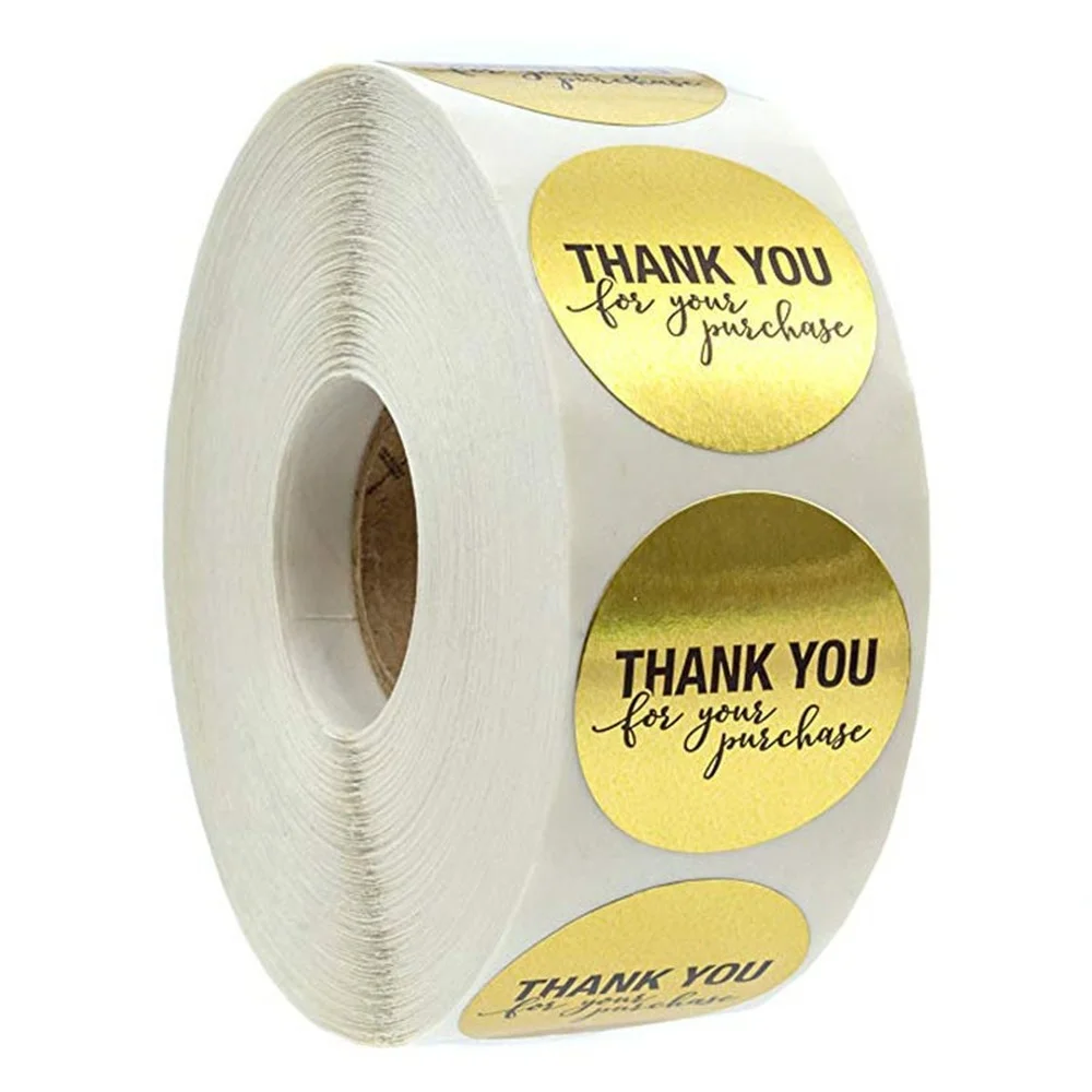 Aukso Turas Lipdukas Dėkojame, kad įsigijote Produkto Etiketėje Dovana Wrap Parduotuvėje Tiekimo Roll Sandarinimo Lipdukas Didmeninės Nuotrauka 2