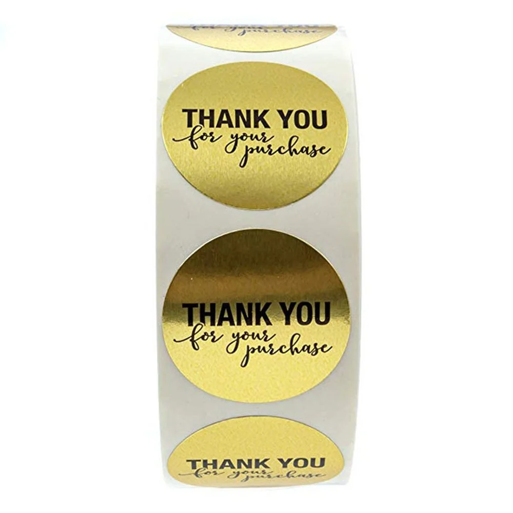 Aukso Turas Lipdukas Dėkojame, kad įsigijote Produkto Etiketėje Dovana Wrap Parduotuvėje Tiekimo Roll Sandarinimo Lipdukas Didmeninės Nuotrauka 3