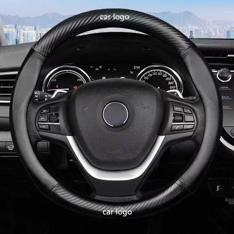 Automobilio Anglies Pluošto Vairas Padengti 38cm 99% modelius 3D trimatis įrašo Auto Interjero Aksesuarų Automobilių Stilius Nuotrauka 5