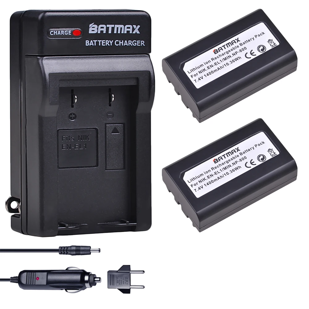 Batmax 2vnt EN-EL1 ENEL1 baterija + Digital Kroviklis Nikon Coolpix 500 775 880 885 990 995 4300 4500 4800 5000 5400 5700 8700 Nuotrauka 1