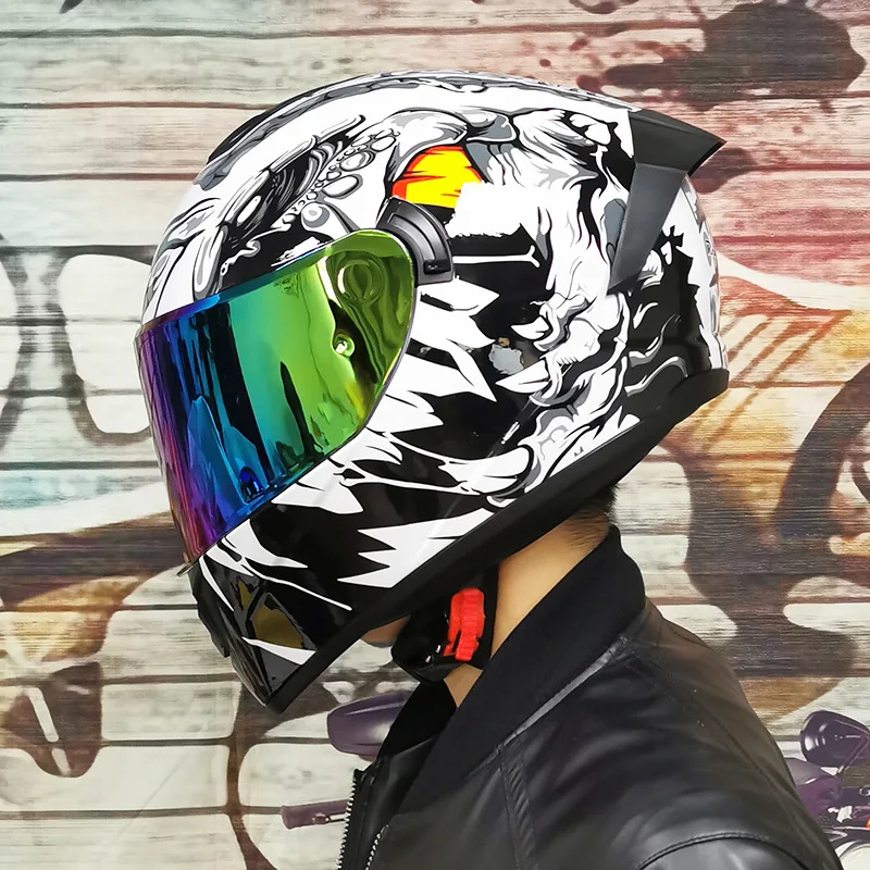 Dvigubo Objektyvo Motociklo Šalmas Saugos Kalnų Profesionalūs Motokroso Lenktynių Visą Veidą Moto Vyrai Moterys Capacete Kask Accessori Moto Nuotrauka 0