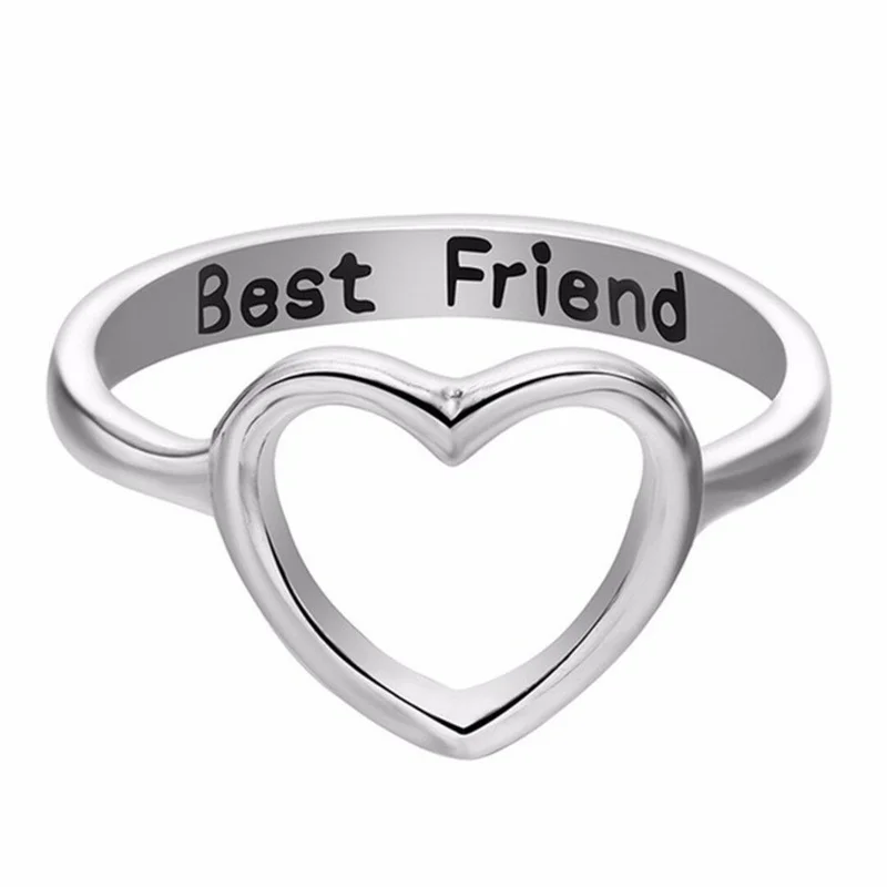 Geriausias Draugas Širdies Žiedas Širdies Formos Pažadą ant kitos Juostos Meilės Žiedai Moterims, Poroms Išpjovą Širdies Nerūdijančio Plieno Papuošalai Nuotrauka 4