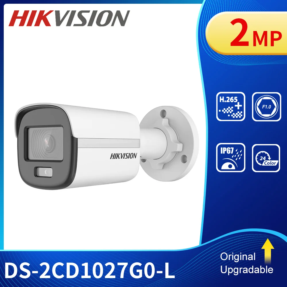 Hikvision DS-2CD1027G0-L 2MP ColorVu Lite Fiksuotojo Kulka VAIZDO Kamera su POE 24/7 Spalvingų Vaizdų Nuotrauka 4