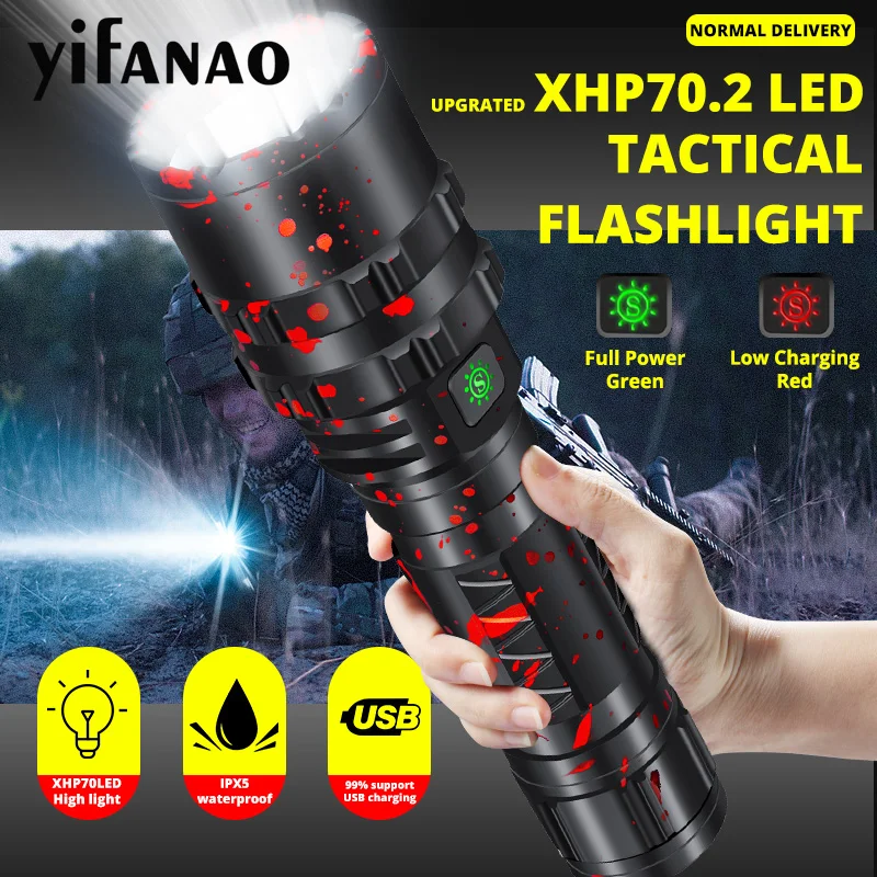 Itin Šviesus XHP70.2 LED Žibintuvėlis Xlamp Galingas XHP50.2 Lanterna Medžioklės L2 Vandeniui Žibintuvėlis Šviesos Naudojimo 18650 26650 Nuotrauka 0