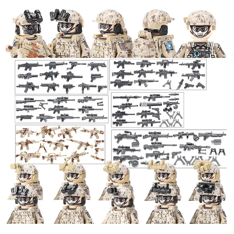 JAV karinio jūrų Laivyno RUONIŲ Kareivis Blokai Šiuolaikinės Karinės Armijos Specialiosios Pajėgos SWAT Duomenys Ginklą Ginklų Kamufliažas Vest Plytų Žaislai Nuotrauka 5