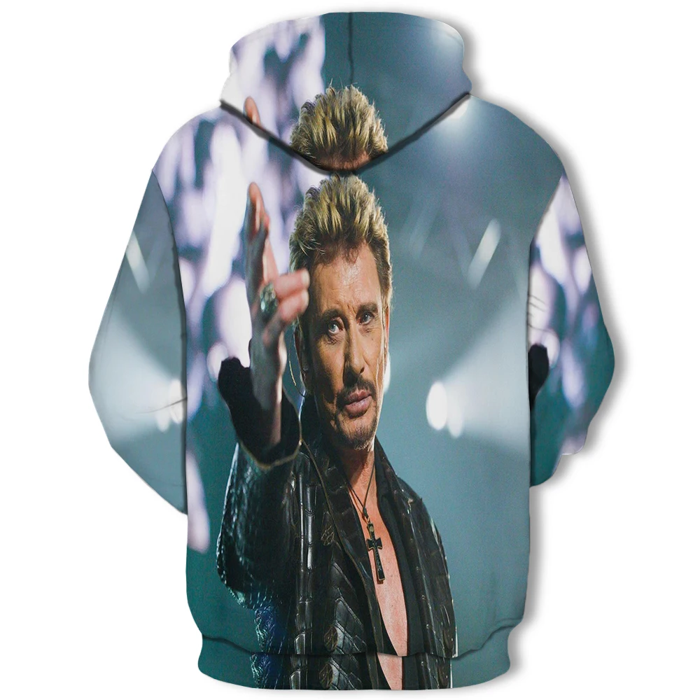 Johnny Hallyday juokinga 3D atspausdintas vyrai moterys gobtuvu hoodie palaidinukė mados grafinis hoodie atsitiktinis streetwear puloveris hoodie Nuotrauka 1