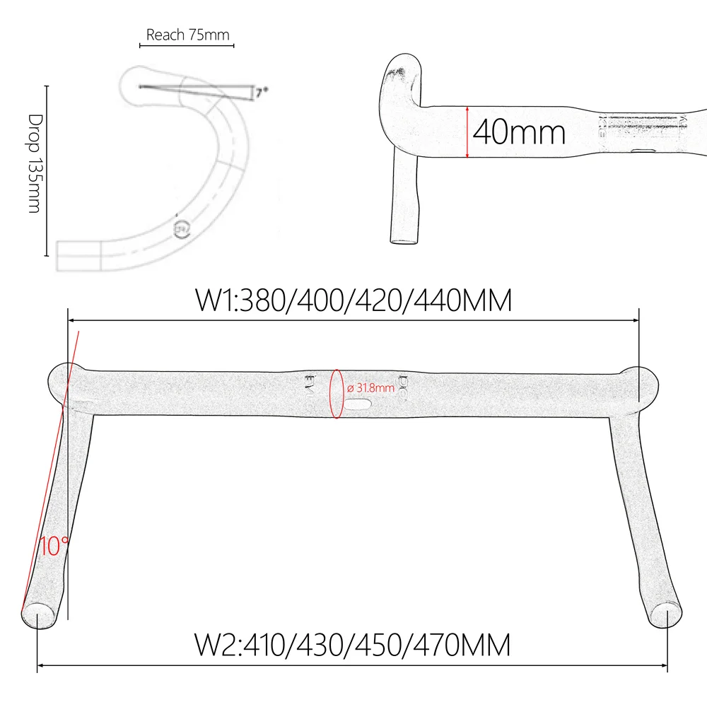Kocevlo SL Kelių Anglies rankenos ultra light 150g žvyrkeliu dviračio rankenos 31.8 mm Suderinamos vidaus kabelių sistema Nuotrauka 5