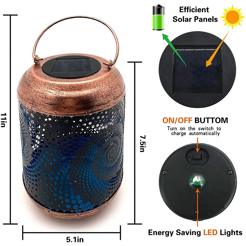 Kūrybos Saulės Šviesos Lauke Kabinti Lantern 3D Paprastu Žibintu Naktį Lempos Kūrybos Geležies Lempos Lauko Sodo Vandeniui LED Žibintų Nuotrauka 0