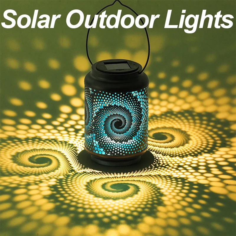 Kūrybos Saulės Šviesos Lauke Kabinti Lantern 3D Paprastu Žibintu Naktį Lempos Kūrybos Geležies Lempos Lauko Sodo Vandeniui LED Žibintų Nuotrauka 2