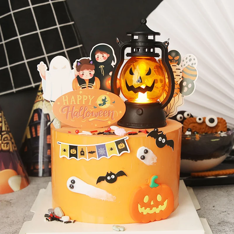 Laimingas Helovinas Cake Toppers Helovinas Cupcake Rėžtuvės Animacinių filmų Moliūgų Ragana Dvasios Tortas Dekoratyvinių Vėliavų, skirta Vaikams Helovinas Deco Nuotrauka 0