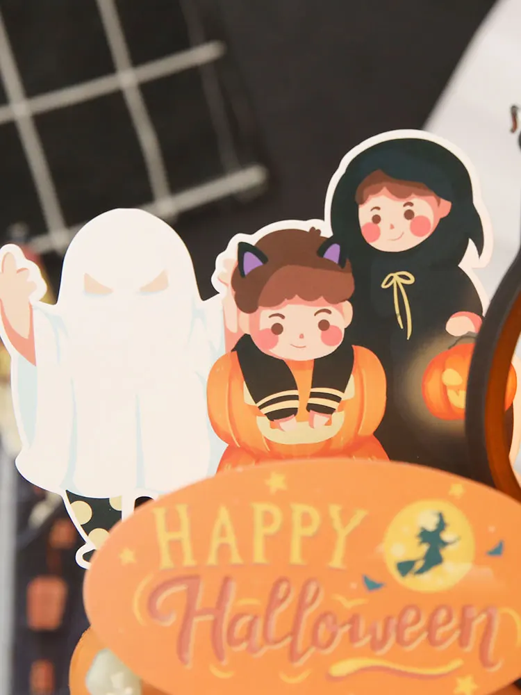 Laimingas Helovinas Cake Toppers Helovinas Cupcake Rėžtuvės Animacinių filmų Moliūgų Ragana Dvasios Tortas Dekoratyvinių Vėliavų, skirta Vaikams Helovinas Deco Nuotrauka 5