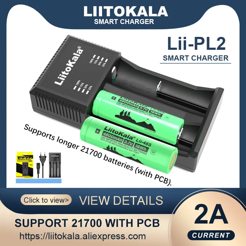 LiitoKala Lii-PL2, 3,7 V Ličio Baterija Įkroviklis 26650 18650 22650 14500 18350 20700 1.2 V AA AAA NiMH Baterijos 21700 su PCB Nuotrauka 1
