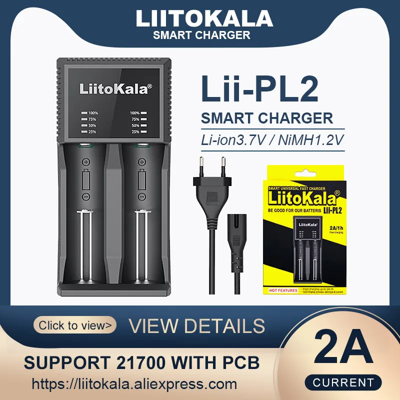 LiitoKala Lii-PL2, 3,7 V Ličio Baterija Įkroviklis 26650 18650 22650 14500 18350 20700 1.2 V AA AAA NiMH Baterijos 21700 su PCB Nuotrauka 2