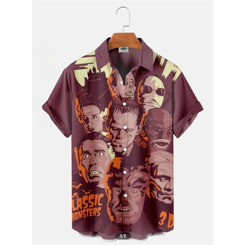 Marškinėliai Vyrams Vyrų Vasaros 2022 Filmo Personažas Siaubo Derliaus Streetwear Viršuje Retro Vyrų Havajų Marškinėliai 3d Atspausdintas vyriški Marškiniai Nuotrauka 0