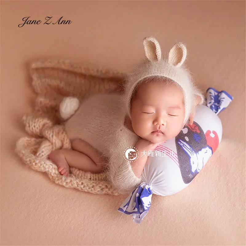 Mielas white rabbit saldainiu mielas formos pagalvė naujagimiams pilnatis vaikas pildymo pagalbiniai fotografijos rekvizitai pagalvė Nuotrauka 3