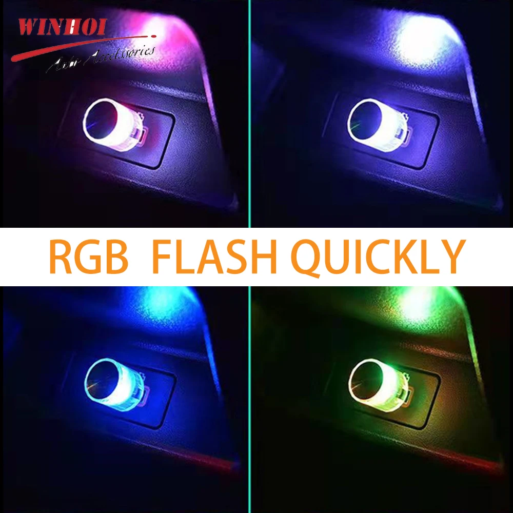 Mini USB Automobilinis Atmosfera Šviesos Auto LED dienos Šviesos RGB Automobilių Dekoratyvinės Lempos Nešiojamų Automobilių Salono Lempa, Automobilių reikmenys Nuotrauka 5