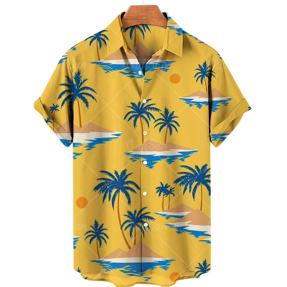 Negabaritinių Vyrų Havajų Marškinėliai Kokoso Medžio 3D Spausdinimo Marškinėliai Plius Dydis Atsitiktinis Paplūdimio Marškinėliai 5XL Nuotrauka 2