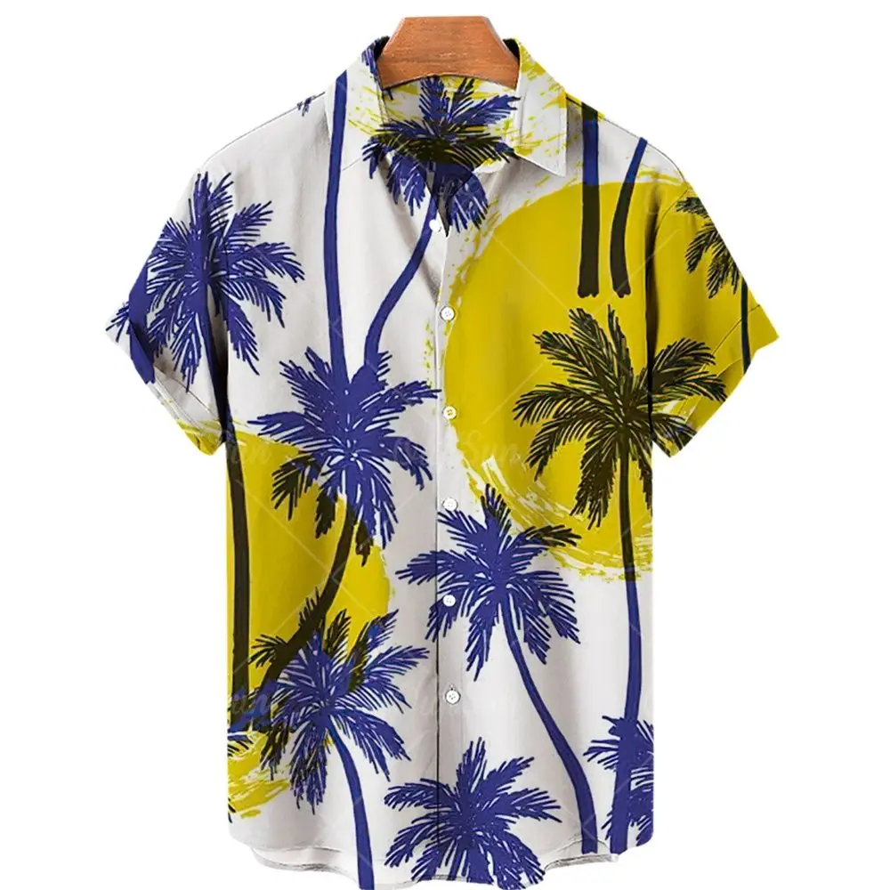 Negabaritinių Vyrų Havajų Marškinėliai Kokoso Medžio 3D Spausdinimo Marškinėliai Plius Dydis Atsitiktinis Paplūdimio Marškinėliai 5XL Nuotrauka 4