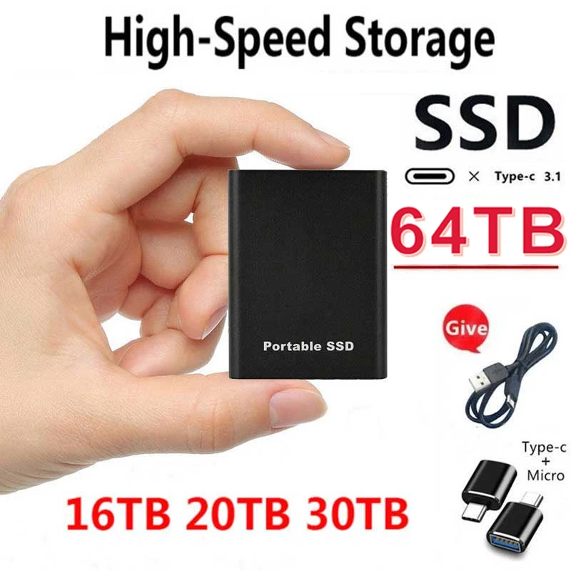 Nešiojamų Didelės spartos 500GB 1 TB 2TB SSD 4TB 6TB 8 TB Išorinį Kietąjį Diską Talpiosios atminties USB 3.0 16TB Originalių Mobiliųjų SSD Nešiojamas kompiuteris Nuotrauka 0