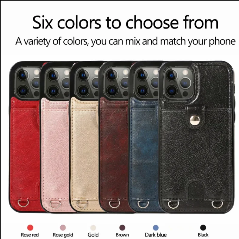 Piniginės Kortelę Crossbody Ilgos Grandinės telefono krepšys case for iphone 12 11 13 14 pro max atveju XS MAX SE2 MINI Padengti X XR 7 8 plius dirželis Nuotrauka 0