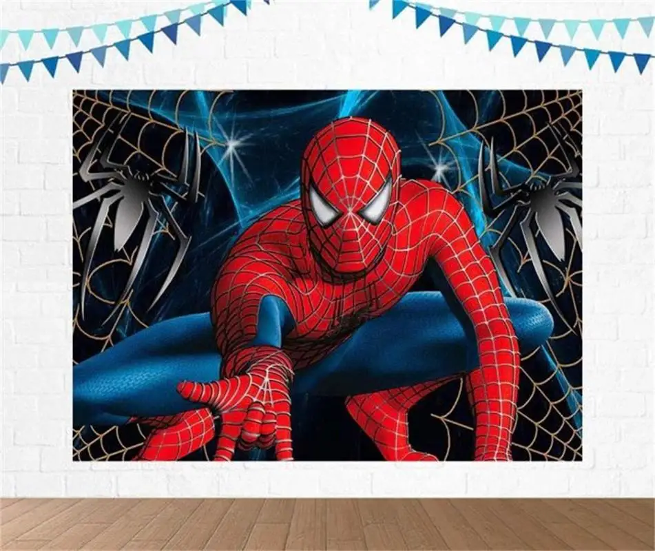 Spiderman, Supermeno Temą Gimtadienio Dekoracijų Rinkinį Popieriaus Taurės Plokštė Vystymo Vėliavos Šiaudų Vaikams Berniukams Gimtadienio Prekes Nuotrauka 0