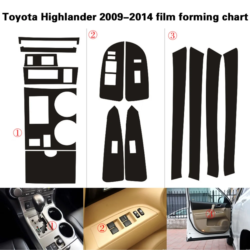 Toyota Highlander 2009-M. Vidaus reikalų Centrinės Valdymo Skydo Durų Rankena 5DCarbon Pluošto Lipdukai Lipdukai Automobilio stilius Accessories Nuotrauka 5