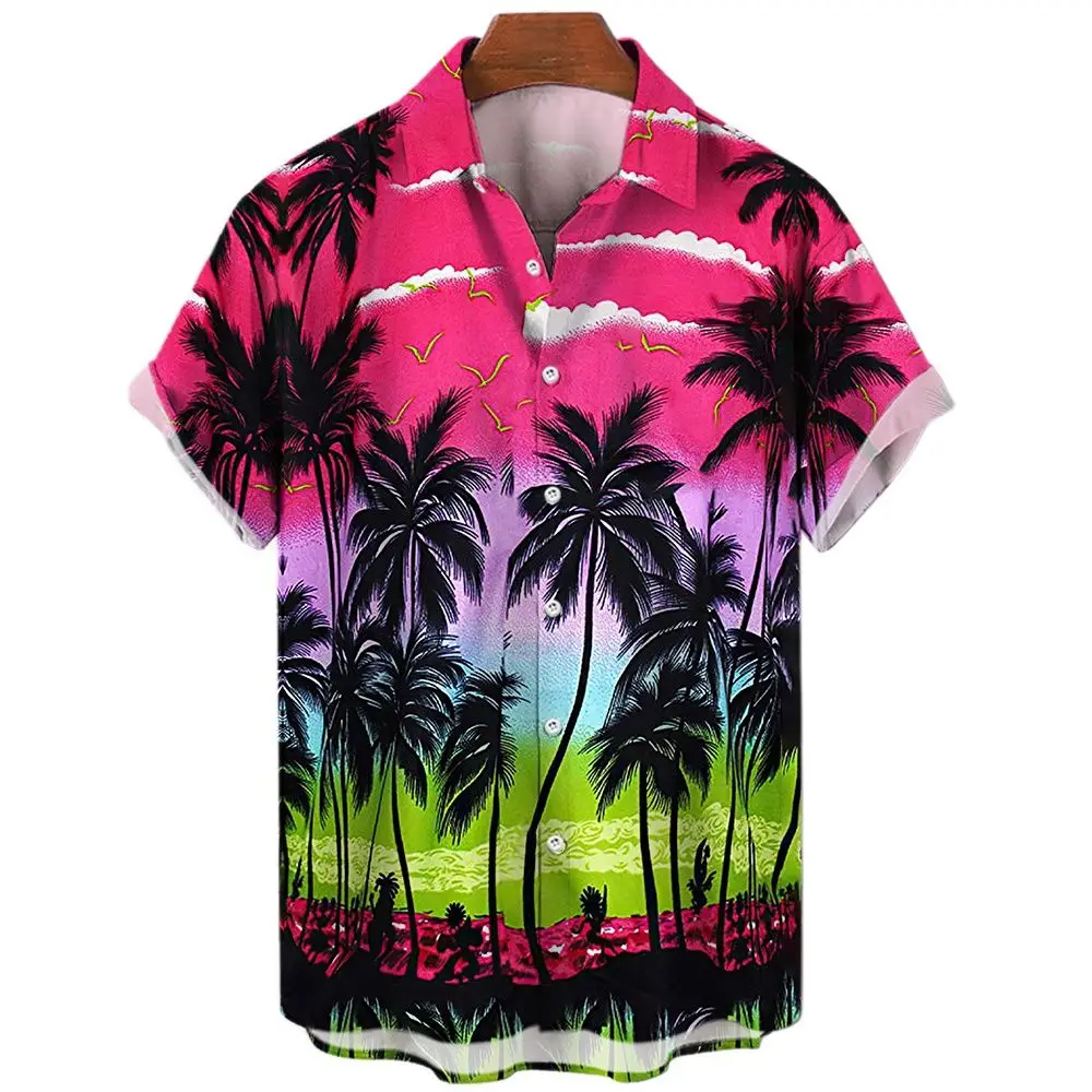 Vasaros Mados vyriški 3d Havajų Marškinėliai Negabaritinių Beach Trumpas Rankovės Kokoso Medžio Spausdinti Marškinėliai Tees Viršūnes Drabužius Camiseta Nuotrauka 2