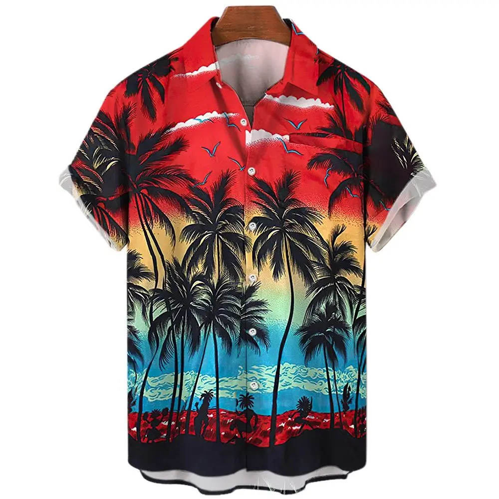 Vasaros Mados vyriški 3d Havajų Marškinėliai Negabaritinių Beach Trumpas Rankovės Kokoso Medžio Spausdinti Marškinėliai Tees Viršūnes Drabužius Camiseta Nuotrauka 3