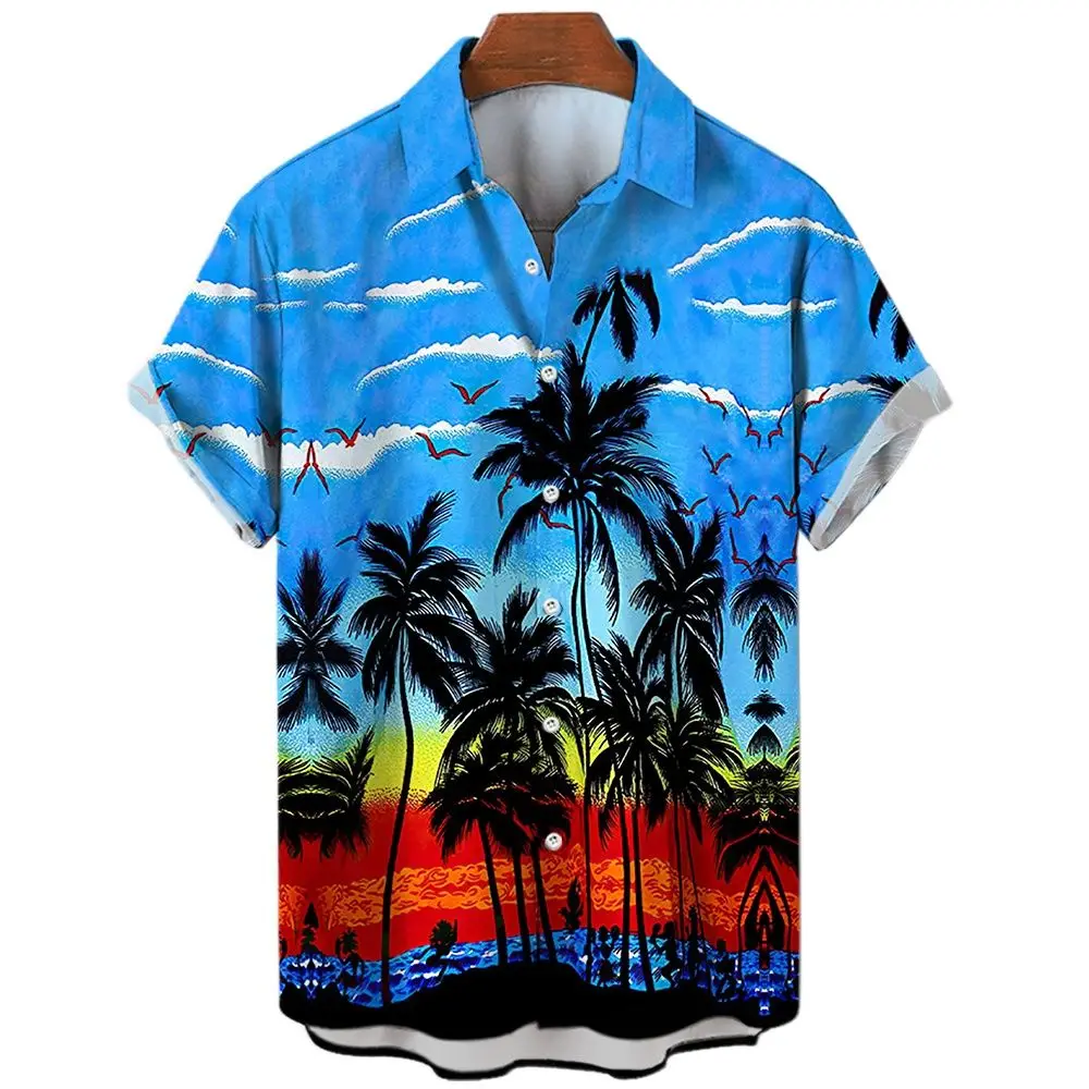 Vasaros Mados vyriški 3d Havajų Marškinėliai Negabaritinių Beach Trumpas Rankovės Kokoso Medžio Spausdinti Marškinėliai Tees Viršūnes Drabužius Camiseta Nuotrauka 5